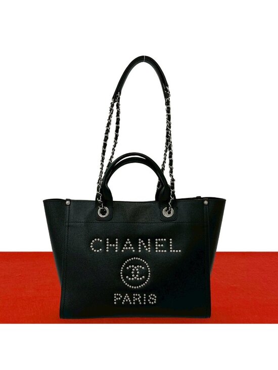 Chanel Handbags - Chanel 25 Deauville CC Logo Caviar Leather 2-Way Tote Bag Black